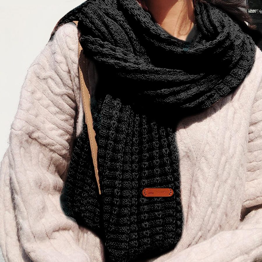 zwarte gebreide winter wollen sjaal voor mannen 180 cm lang bearzfoot