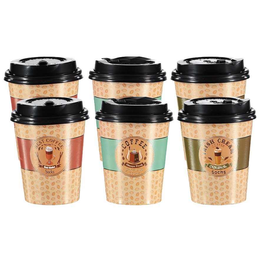 6-pack-koffie sokken in koffiebekers