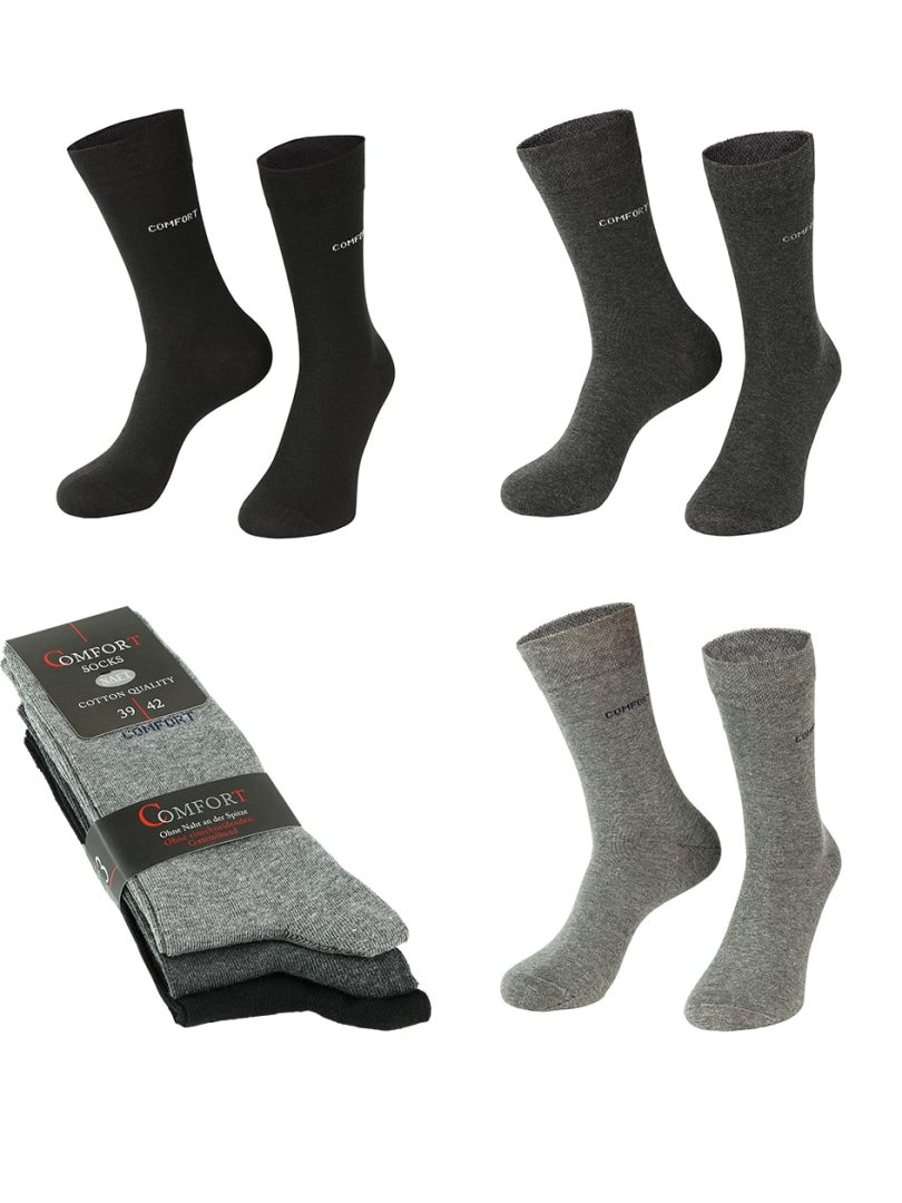 Comfort sokken zonder knellende boord grijs assortiment maat 47-50