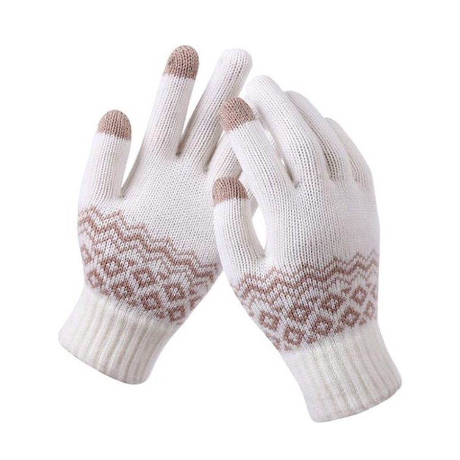 Gebreide handschoenen | acryl | unisex | wit | one size