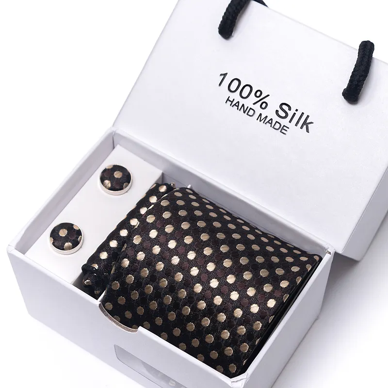 zwarte stropdassen set met stippen in geschenkverpakking